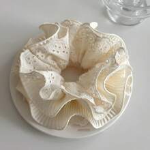 1pc White Elegant Lace Hollow Flower Scrunchie, Multilayered Stretchy Hair Accessory, Minimalist & Versatile For Daily Use Scrunchies Hair Ties Scrunchy Hair Ties
