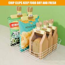 Cartoon Fresh And Simple Potato Chip Bag Clip - Heavy Duty Plastic Food Storage Sealer, Bread Food Bag Clip, Strong Sealing Snack Bag Sealer, Fresh Bag Tea Sealing Artifact Plastic Clip, Convenient Tea Snack Sealing Clip, Suitable For Kitchen And Restaurant Sealing Clip