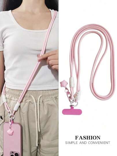 1pc Star Shaped Braided Lanyard Strap, Sturdy Anti-Break Crossbody Phone Strap For Outdoor Travel, Hiking, Suitable For Men & Women, Long Cord Phone Holder