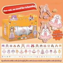 1 Box, 3 Rolls Dress-Up Stickers For Girls, DIY Decor Stickers, Cartoon Character Costume Stickers, Fashion Party,School Supplies,Back To School
