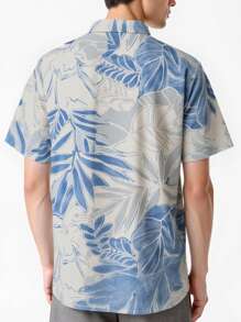 Men's Retro Old Money Style Digital Print Summer Short-Sleeved Shirt Fashionable Casual Versatile