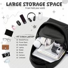 Multi-Compartment Backpack/Schoolbag, Casual Black Backpack For Men, Travel Backpack, Laptop Backpack, Computer Bag, Sports Backpack, Daily Backpack, Commuter Bag, With Laptop Compartment, Suitable For Men, Boys, High School Students, College Students, Perfect For Back To School Season, Middle School, College Business, Outdoor Hiking, Travel, Camping, Sports, Great Gift For College Freshmen, Boyfriend, Back To School Essential - Black - View 6