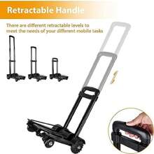Folding Hand Trucks 75kg Adjustable Heavy Duty Folding Lightweight Sack Barrows Noiseless Industrial-Warehouse Hand Trolley For Lifting Luggage Personal Travel Auto Moving And Office