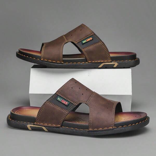 Plus Size Men's Leather Casual Sandals Outdoor Summer New Soft Bottom Non-Slip Thong Slippers (Please Note Insole Length)