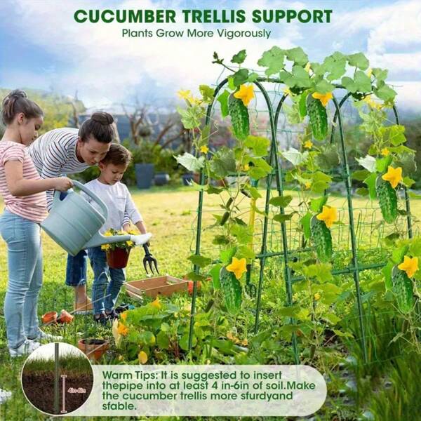 1 Set U-Shaped Trellis, Thickened Pole, Size 80*120cm/3*4ft, Heavy-Duty Cucumber Climbing Trellis, Outdoor Garden Arch Grates, Used For Cucumbers, Pumpkins, And Other Climbing Plants Support, Vertical Garden For Vines, Durable PE Material To Provide Support For Plant Growth, Enhance Spatial Aesthetics And Functionality, Help Climbing Plants Like Grapes And Ivy Grow Orderly, Prevent Tangled Growth, Reduce Pests And Diseases
