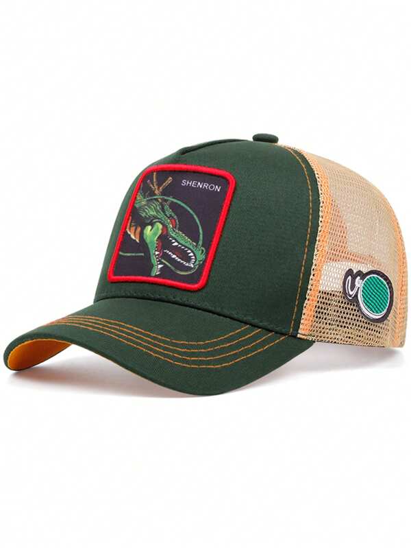 1 Stück modische Anime-Buchstaben gestickte Baseballkappe, Unisex Outdoor Sport Rennfahrer Sonnenhut, amerikanische LKW Fahrer Netz Hut, Hip-Hop Streetwear