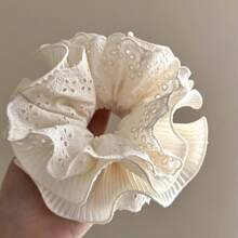 1pc White Elegant Lace Hollow Flower Scrunchie, Multilayered Stretchy Hair Accessory, Minimalist & Versatile For Daily Use Scrunchies Hair Ties Scrunchy Hair Ties