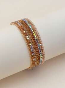Set de 8 pulseras minimalistas de cuentas de cristal ultradelgadas de 2mm, multicolor, de moda y versátiles para mujer, adecuadas para vacaciones, fiestas y reuniones
