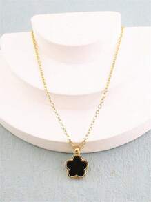 1 pieza Collar de mujer con colgante de trébol minimalista de diseño floral elegante, cadena de clavícula de moda versátil, adecuado para fiesta, regalo de cumpleaños