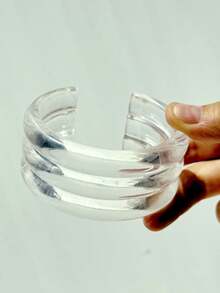 1 件不对称透明几何树脂手链，时尚简约复古优雅珠宝礼物，适合女士 - 多色 - 查看 8