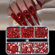 6 Gitter Set Nageldekorationen, gemischte Größen Nagel Diamanten Flachboden Strass, Kleber Strass DIY Bling Aufkleber, Haut nicht Heißkleber Kristalle, Nagel Zubehör, Nagel Dekoration, Nagel Edelsteine