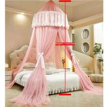 Bed Canopy For Girls & Adults, Round Dome Lace Princess Canopies Netting, Cute Double Layer Bed Canopy Drapes For Decoration, Playing,Reading,Sleepping - Pink - View 2