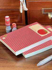 50 Blatt/100 Seiten süßes Tomaten Blanko Notizbuch, mini tragbarer Memo Block, Skizzenbuch, Tagebuch, Schulmaterial, Schulanfang
