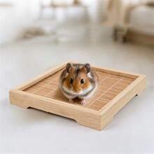 1 Pack Summer Hamster Cooling Pad, Guinea Pig & Teddy Plush Ice Bed, Bamboo Woven Square Small Pet Mat, Soft & Breathable, No-Assembly, For Small Pets
