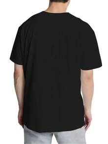 CAMISETA PARA HOMBRE WILL TRADE MY SISTER FOR CHICKEN NUGGETS, cómoda, cuello redondo, casual, de algodón, de manga corta, suave y transpirable, ropa de hombre, camiseta de verano y primavera, tela de algodón, impresión de letras de moda - Negro - Ver 3