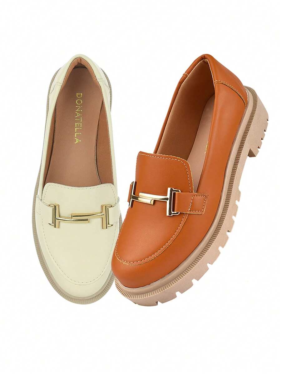 KIT 2 Pairs Women's Tractor Moccasin Shoes CM Calçados Enfeita - 駝色 - 查看 1