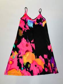 Women's All-Over Print Sling Mini Dress - Casual Summer Sundress, Sexy Vacation Beach Dress, Flowy Boho Dress For Women,Leisurely Summer Outfits For Women - Multicolor - View 1