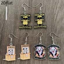 2D Flat 1Pair Quirky Earrings: Fun - Filled Cartoon & Humorous Phrase Designs