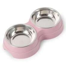 Bols doubles en acier inoxydable pour chiens et chats - base antidérapante - parfaits pour la nourriture et l'eau - faciles à nettoyer