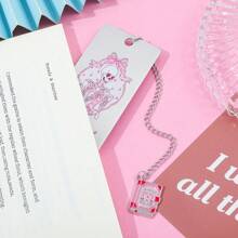 A Charming Pink Skull Reading Themed Stainless Steel Bookmark With A Beautiful Pink Book Charm, Perfect For Women Reading Love Is Still Alive, Valentine's Day Birthday & Holiday Gifts For Lovers And Friends!