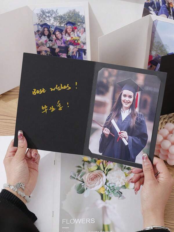 10/5 حبة/مجموعة إطارات ورق مقوى سوداء وبيضاء بمقاس 6 بوصة، ديكورات بطاقات تخرج من المدرسة الثانوية أو الجامعة، مستلزمات حفل الاحتفال، مناسبة لتهنئة التخرج من المدرسة