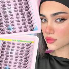 60Pcs D Curl Natural Eyelash Extension Kit, DIY Eyelash Volume Wispy 3D Cat Eye Lash Clusters C/D Curl Individual Lashes Set, Natural Lashes - D - View 10