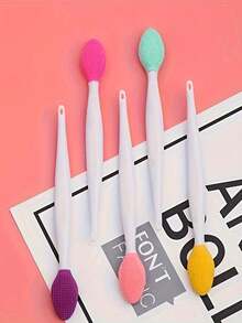 2-In-1 Silicone Facial Cleansing Brush - Gentle Nose & Lip Exfoliating Tool, Soft Dual-Sided Exfoliating Face Scrubber, Formaldehyde-Free, Unscented, For Blackhead And Nose Hair Removal, Gentle Cleansing, ABS Plastic Handles For All Skin Types - Multicolor - View 6