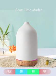 100ML Ceramic Essential Oil Diffuser - Ultrasonic Aromatherapy & Humidifier With 7-Color LED Lights, Auto Shut-Off, Wood Grain Base, 30s/1H/2H Timer | Scent For Home, Office, Yoga