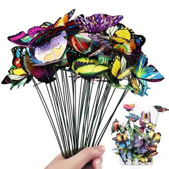 10 Pieces 3d Stereo Pvc Simulation Butterfly Outdoor Garden Decoration Creative Garden Layout Factory Simulation Plug Rod Butterfly - Ideal For Outdoor Garden And Lawn Decoration!