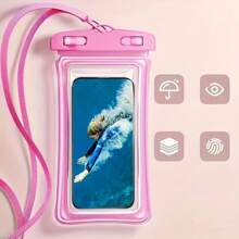 1pc Waterproof Phone Case, Touchscreen Dry Bag For Swimming, Beach, Boating, Transparent Thick Plastic Cover With Neck Strap
