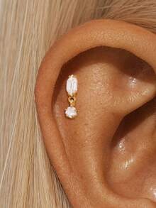 1PC 925 Sterling Silver Asymmetrical Butterfly Flat Back Cartilage Helix Piercing Fine Jewelry For Daily Wear Wedding Party Engagement Anniversary Valentine's Day - Gold - View 10