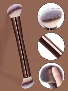 2 piezas Pinceles de maquillaje profesionales de doble cabeza, pincel para polvos, pincel para rubor, herramientas cosméticas, fibras suaves, fácil de transportar, pincel de viaje