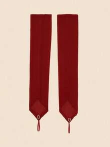 1pc New Style Rhinestoned Lightweight Sheer Glove,Elegant For Wedding & Holiday, Sun Protection, Breathable, Long Length With Fingerless Design - Red - View 3