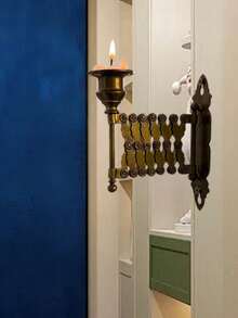 1pc Wall Hanging Candlestick Wall Lamp Scented Candle Decoration Gold Black Candle Holder Home Bar Outdoor Candle Lantern - 1pc - View 5