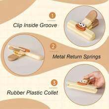 Cartoon Fresh And Simple Potato Chip Bag Clip - Heavy Duty Plastic Food Storage Sealer, Bread Food Bag Clip, Strong Sealing Snack Bag Sealer, Fresh Bag Tea Sealing Artifact Plastic Clip, Convenient Tea Snack Sealing Clip, Suitable For Kitchen And Restaurant Sealing Clip