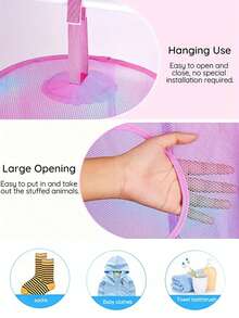 1pc Three-Layer Foldable Breathable Mesh Storage Basket, Cute And Fun Decorative Gift For Living Room And Bedroom, Can Store Toy Dolls, Fold Clothes, Suitable For Bathroom, Bedroom And Closet Organization, Space Saving And Home Travel Essential - Multicolor - View 4