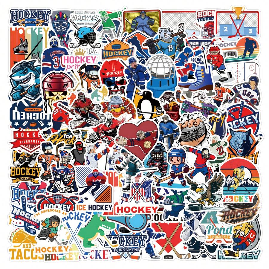 Hockey Themed Stickers, Suitable For Decorating Stationery, Water Bottles, Luggages, Skateboards, Guitars, Scrapbooking, Phones, Laptops - Multicolor - View 1