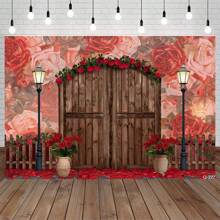 Valentine's Day Flowers Backdrop Wall For Wedding Red Rose Painted Floral Decorations Party Backgrounds Photo Props