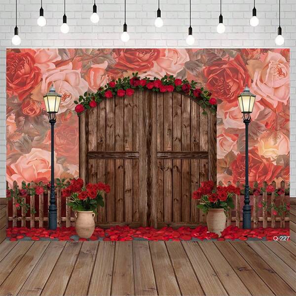 Valentine's Day Flowers Backdrop Wall For Wedding Red Rose Painted Floral Decorations Party Backgrounds Photo Props