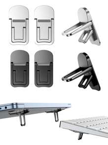 4/2PCS Mini Foldable Laptop Stand, Portable Computer Keyboard Riser With 2 Adjustable Angles, Self-Adhesive Invisible Notebook Stand And Keyboard Lift For Desk