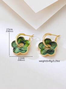 1 Par de Brincos Pendentes Fashionable & Cute com Design Floral Oco e Borda Dourada, Adequado para Mulheres Usarem em Encontros, Festas e Viagens