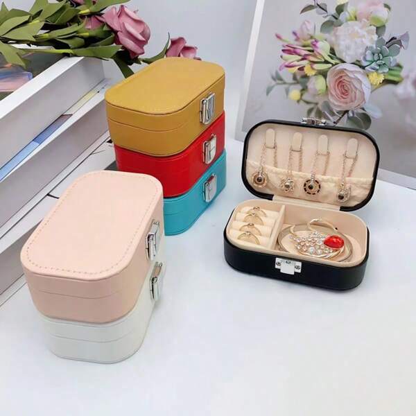 Luxury Minimalist Snap-Closure Jewelry Box - Double-Layer PU Leather Organizer With Velvet Lining For Earrings, Necklaces & Rings | Chic Color Options For Travel, Bridesmaid Gifts & Vanity Table Decor | Compact Dustproof Storage Case With Premium Gift Packaging ( & Space-Saving) For Women Storage Organizer Travel Essentials Back To School Dormitory Storage