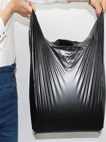 50pcs/Pack Thickened Plastic Garbage Bags, Carry-Style, Black, For Home, Living Room, Office, Kitchen, Great Value