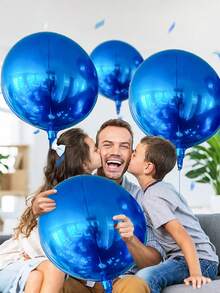 1/3/5 个 22 英寸蓝色 4D 效果铝箔气球，海军蓝/皇家蓝圆形铝箔气球，漂浮且充满氦气，适用于蓝色主题、生日派对、派对装饰、单身派对、婚礼、新年、情人节、毕业典礼、父亲节、性别揭晓 - 藍色 - 查看 3