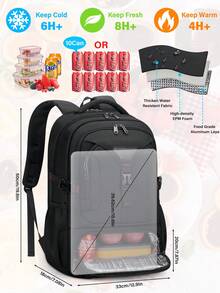 Lunch Backpack,17.3 Inch Laptop Backpack For Men 50L Travel Backpacks With USB Charging Hole Large Work Backpack With Insulated Bag Computer Backpack For School College Business - Black - View 7