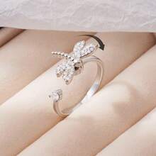 1pc Of Women's Anxiety Relief Butterfly Adjustable Ring, Wedding Jewelry, Stress Relief, Daily Wear, Irritability Ring, Daily Wear Jewelry - Silver - View 4