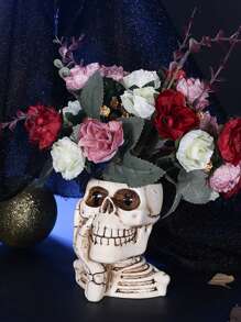 1pc Resin Skull Shaped Creative Flower Pot, Suitable For Garden And Home Plants, Home Decor Indoor Planting Supplies, Green Plant Pot, Gardening, Angel Decor, Plant Pot, Garden, Flower Pot, Garden Decor, Vase Decor