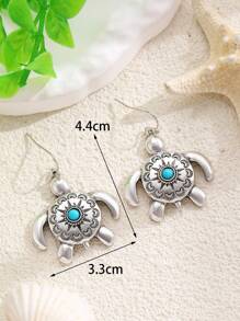 1 par de pendientes con diseño de tortuga para mujer, joyería de moda delicada y linda, regalo de cumpleaños u ocasiones festivas adecuado para uso diario y reuniones