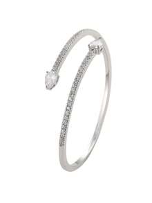 1pc Elegant Zirconia Hollow Waterdrop Cube Design Open Bangle, Suitable For Daily Wear - Style 2 - View 10
