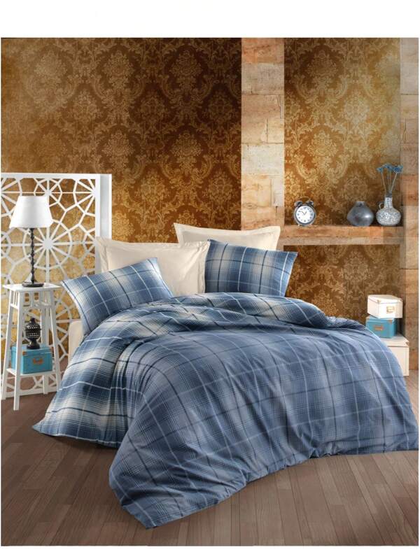 2 Stücke türkische Baumwolle Einzelbett Bettbezug Set, ganzjährig, weich und gemütlich, 1 Stücke 160*220 cm Bettbezug, 1 Stücke 50*70 cm Kissenbezug